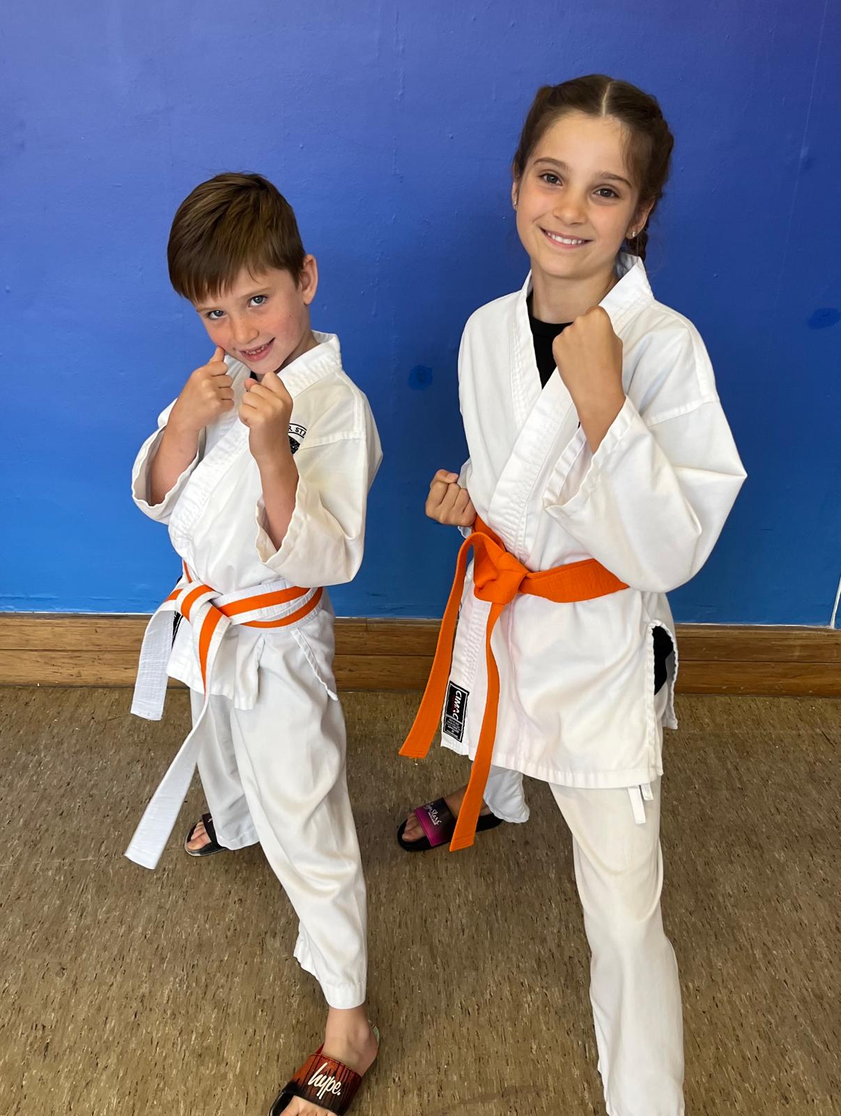 Students with their new belts