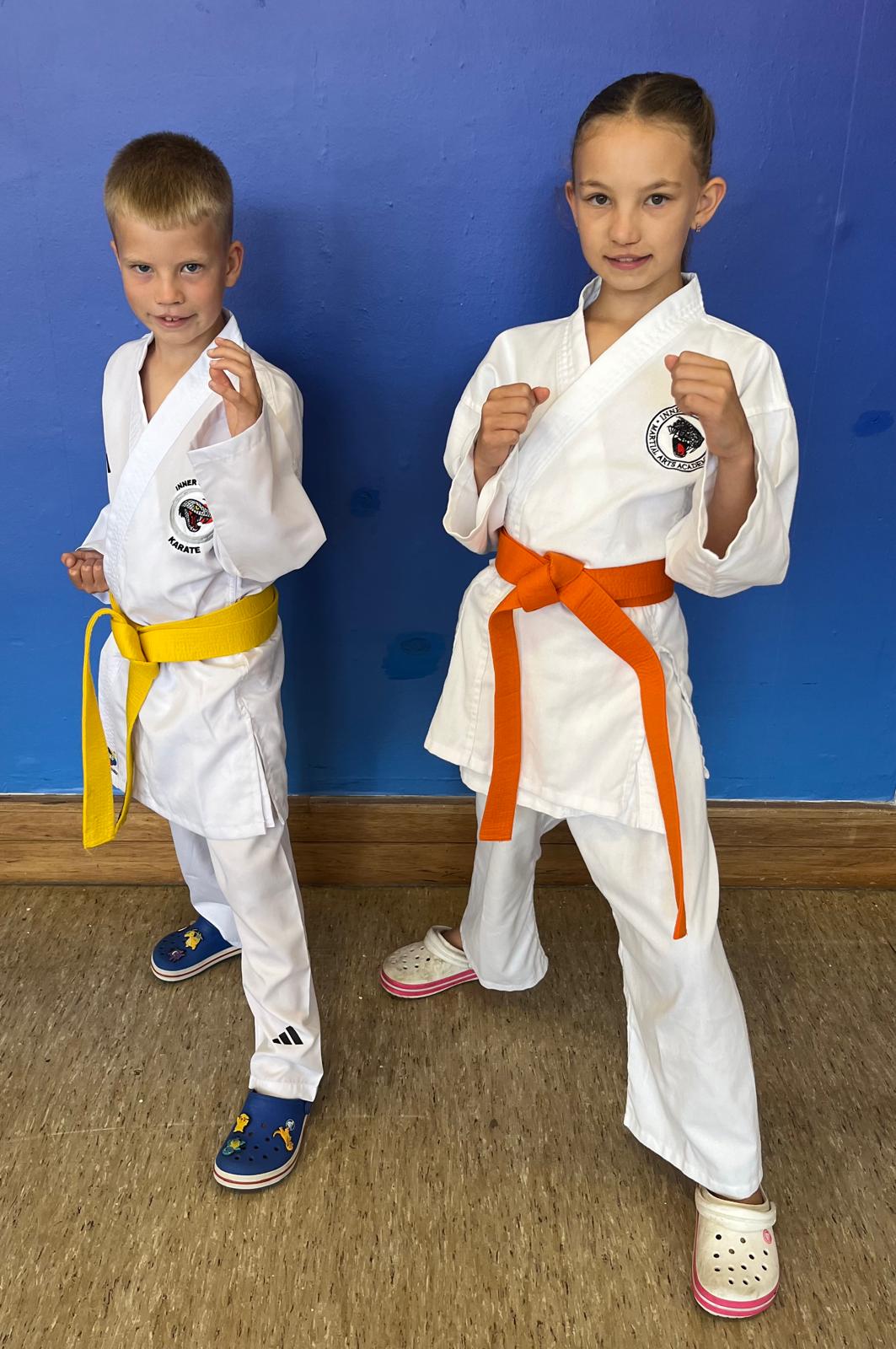 Students with their new belts